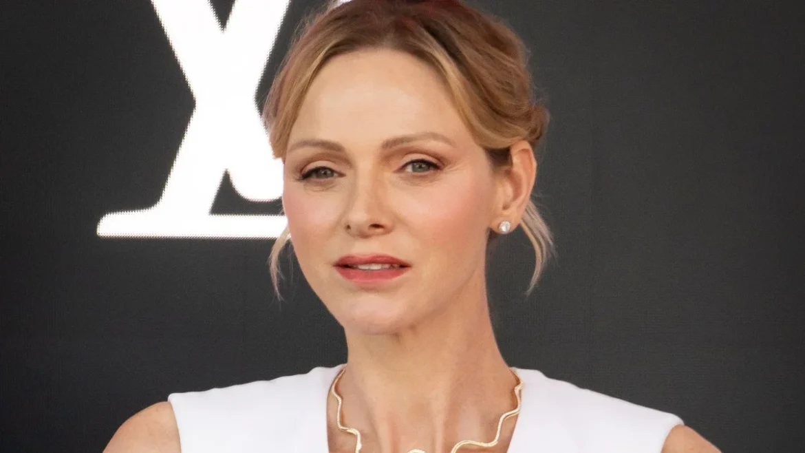 Princess Charlene wore a chic tweed dress and classic nude pumps to her engagement party in Monaco.