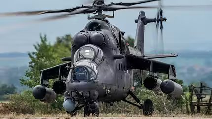 Mi-35M from Serbia, Bulgarian MiG-29 and other aircraft during the Thracian Blade 2026 exercise in Bulgaria.