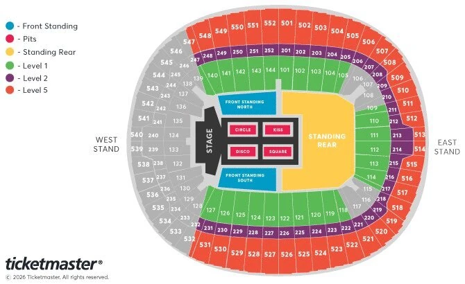 Seating chart for Harry Styles' Togetherness show at Wembley Stadium 