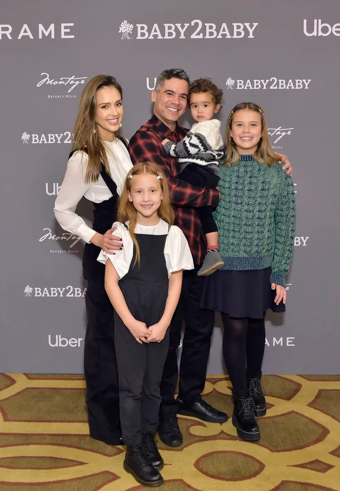 Jessica Alba, Cash Warren and their children Haven, Hayes and Honor in 2019. Photo: Getty Images