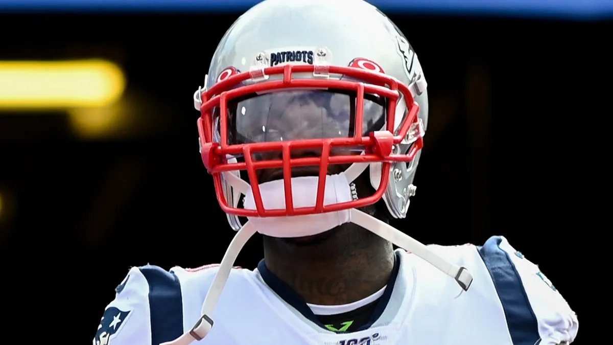 New England Patriots wide receiver Josh Gordon takes the field at New Era Field.