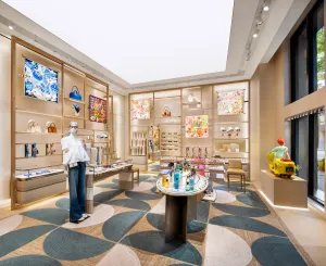 New pop-up Louis Vuitton women's clothing store in Miami's Design District.