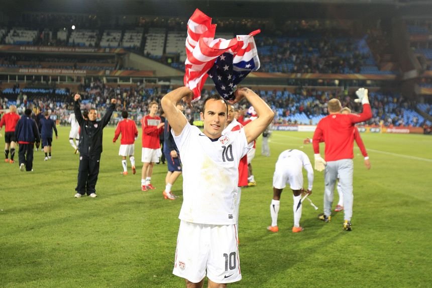 Landon Donovan believes the United States can win the World Cup. They just need lots of good breaks. 19 Landon Donovan celebrates after the final whistle of Algeria's match at the 2010 World Cup in South Africa in June 2010.