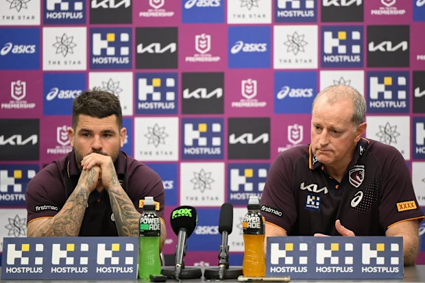 NRL 2026 news: Brisbane Broncos coach Michael Maguire responds to critics ahead of Cronulla Sharks match 13 Adam Reynolds and Michael Maguire.