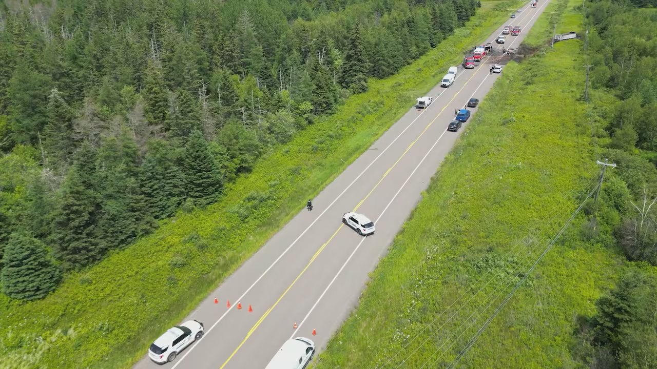 Drone shot of a closed highway