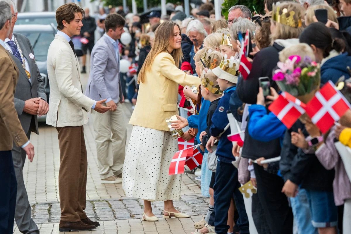 Princess Josephine smiles as she greets royal well-wishers during a traditional reception at Grosten Palace.