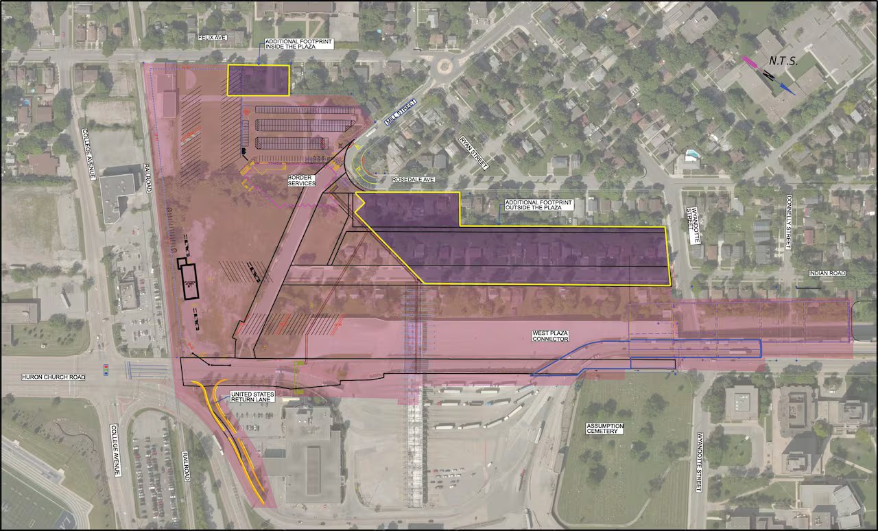 These plans show where the expanded truck plaza on the Ambassador Bridge will be built.