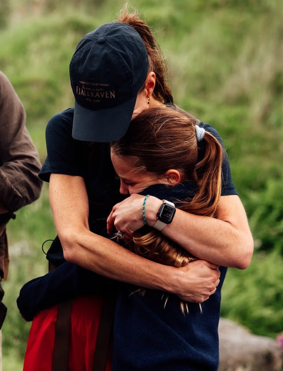 The images capture an emotional family reunion after Kate Middleton crossed the finish line.