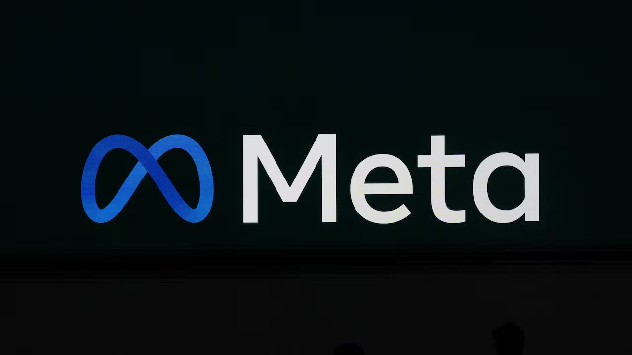 Black background with Meta's name and blue logo.