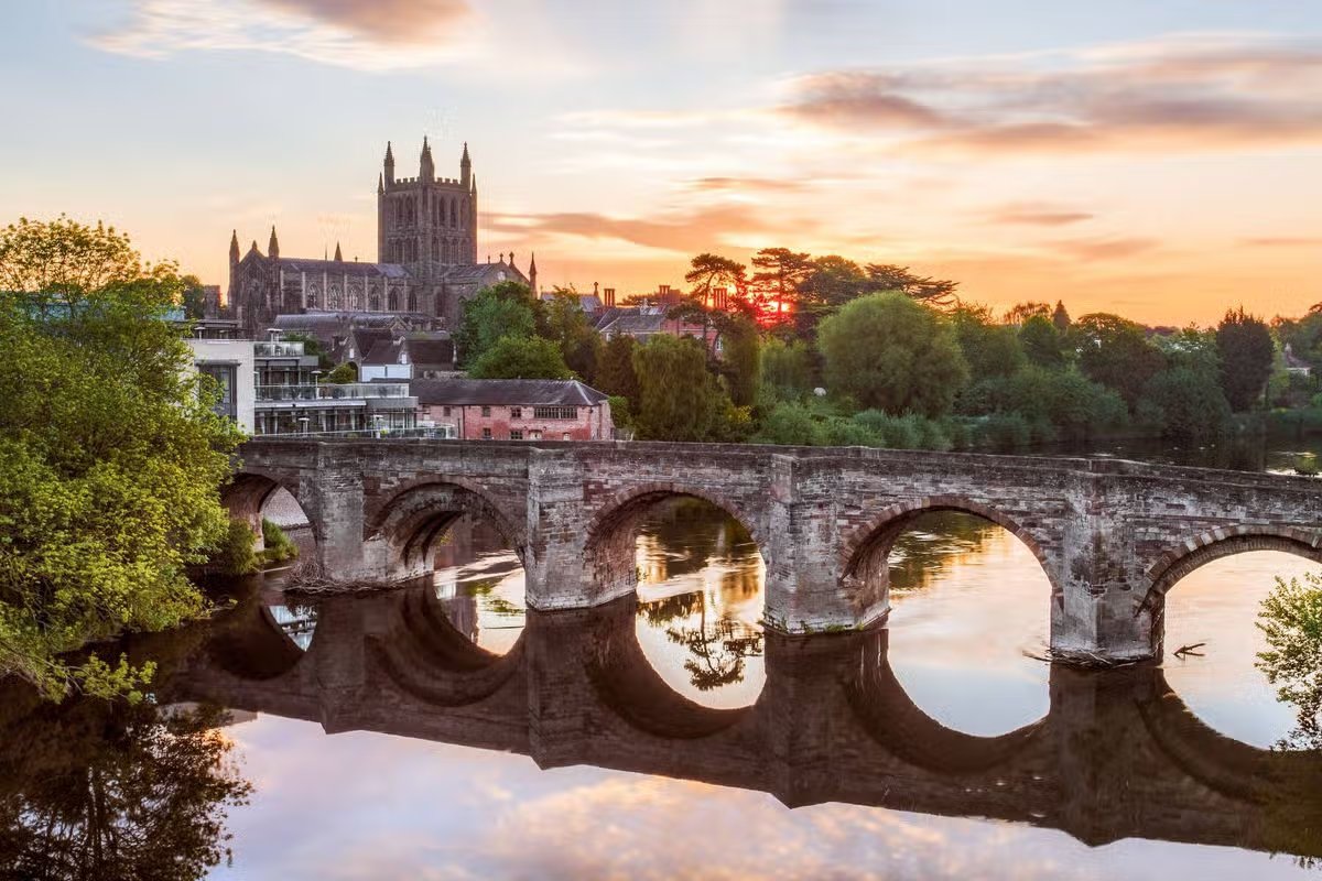 Roman Bridge and Cathedral, Hereford, England