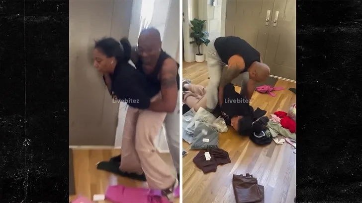 New footage shows big Tigger and his wife fighting over a mobile phone