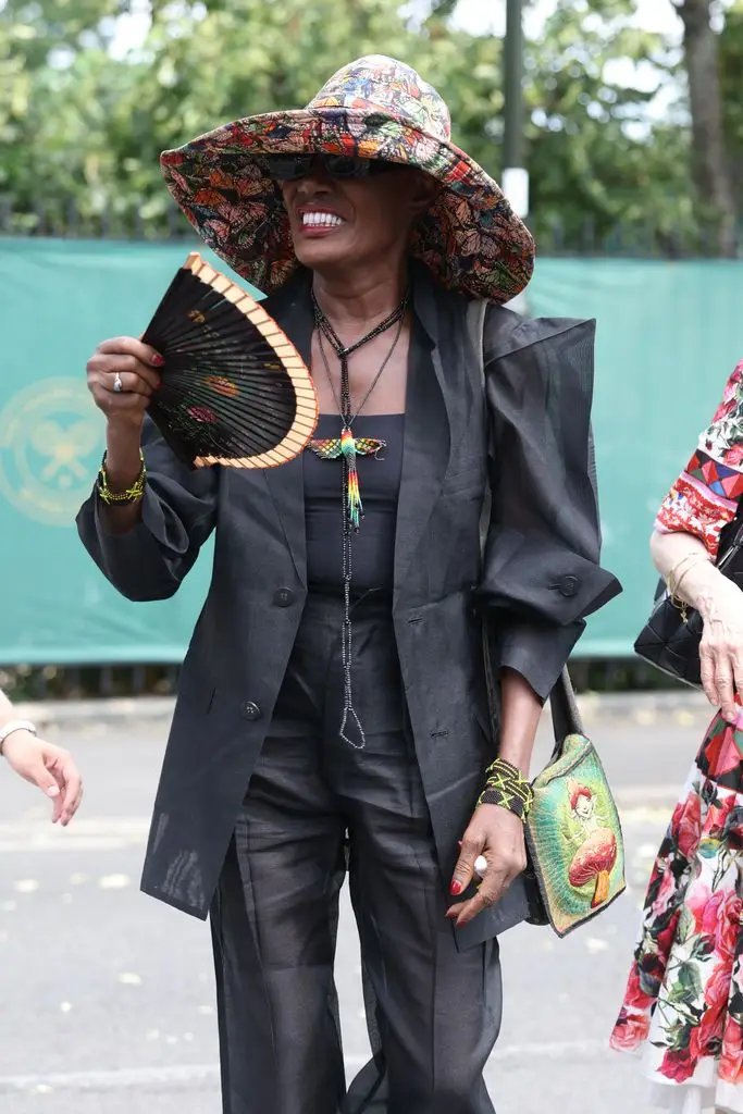 Grace Jones in a black outfit