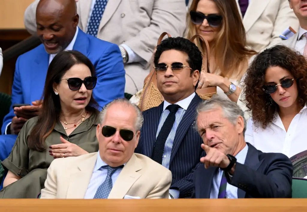 Sachin Tendulkar during the twelfth day of the 2026 Wimbledon Tennis Championships.
