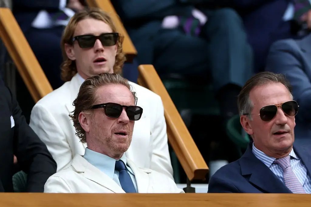 Damian Lewis visits the Royal Box on the twelfth day of Wimbledon