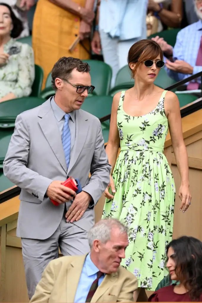 Benedict Cumberbatch and Sophie Hunter during the twelfth day of Wimbledon