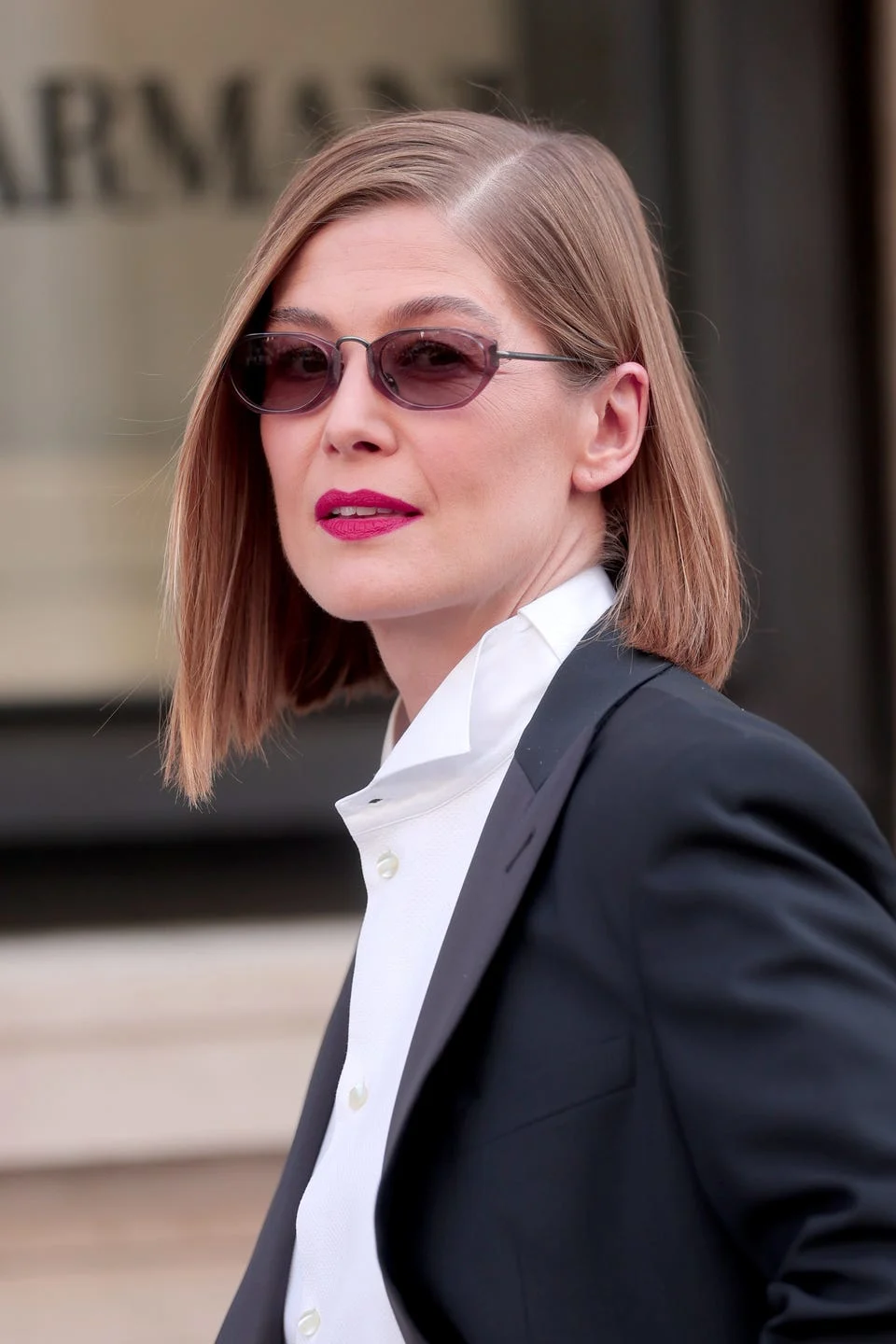 PARIS, FRANCE - JULY 7: Rosamund Pike attends the Giorgio Armani privé Fall/Winter 2026/2027 haute couture show during Paris Fashion Week on July 7, 2026 in Paris, France. (photo by Jacopo Raule/getty images)