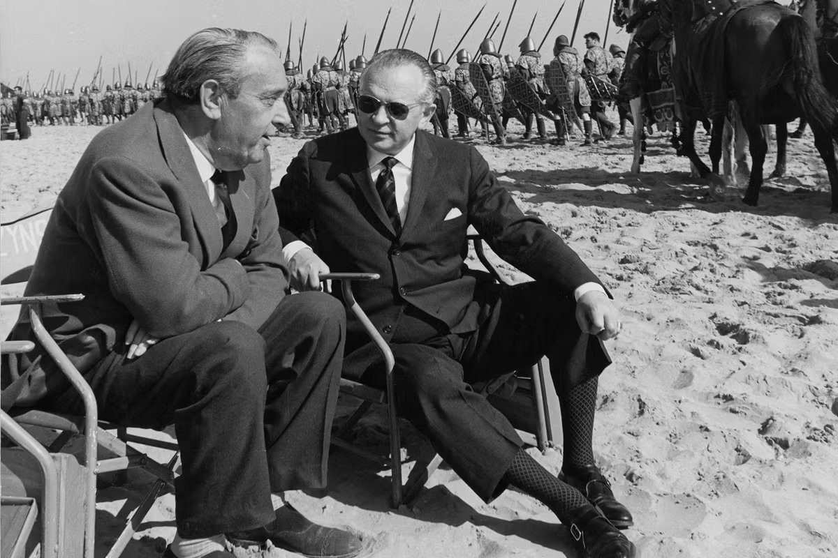 Michal Waszynski and Samuel Bronston on the set of the film 