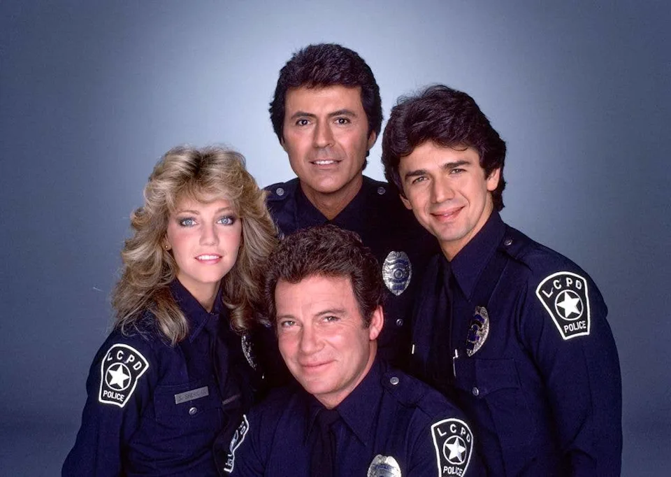 A new young photo of a Star Trek legend on the seaside has fans wondering 17 Pictured from left are Heather Locklear (as Officer Stacy Sheridan), James Darren (as Officer Jim Corrigan), Adrian Zmed (as Officer Vince Romano) and foreground William Shatner (as Sergeant T.J. Hooker) in the CBS television show