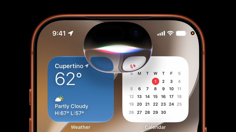 Close-up of the top of an iPhone with Siri AI in iOS 27.