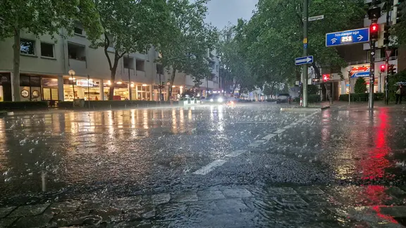 It rains during a thunderstorm in Osnabrück.
