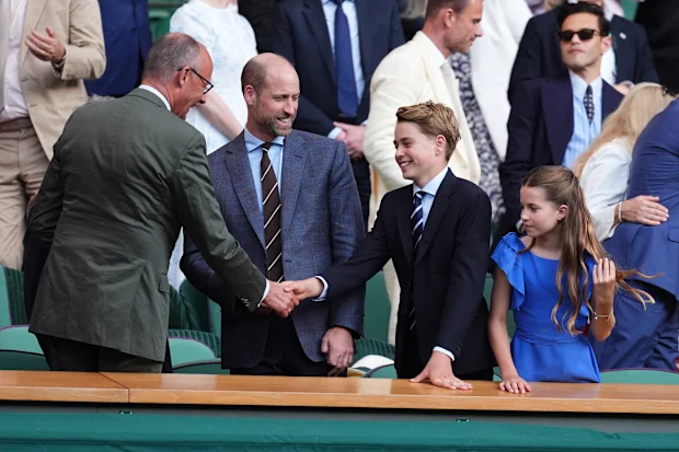 Kate Middleton Wimbledon: Princess of Wales brought adult children and husband to Wimbledon men's singles final 31 German Chancellor Friedrich Merz (L) welcomes Prince William, Prince George and Princess Charlotte to the 2026 Wimbledon Tennis Championships at the All England Lawn Tennis and Croquet Club on July 12, 2026 in London, England.