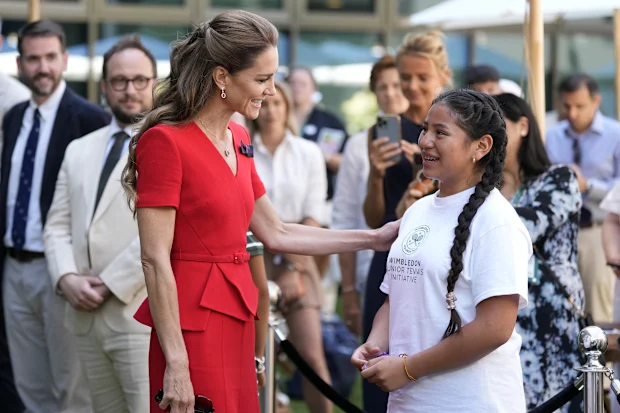 Kate Middleton Wimbledon: Princess of Wales brought adult children and husband to Wimbledon men's singles final 36 Kate, Princess of Wales speaks with Shirley Rodrigues Ugsi representing the Wimbledon Junior Tennis Initiative at the Wimbledon Tennis Championships in London, Saturday 11 July 2026.