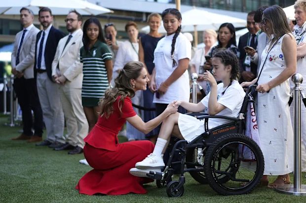 Kate Middleton Wimbledon: Princess of Wales brought adult children and husband to Wimbledon men's singles final 37 Kate, Princess of Wales speaks with Thea Stach at the Wimbledon tennis championships in London, Saturday, July 11, 2026.