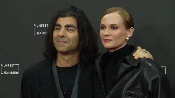 Fatih Akin and Diane Kruger at the free film festival in Hamburg.