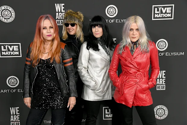 L7, (from left) Jennifer Finch, Susie Gardner, Demetra Plakas and Donita Sparks, pictured in 2020.