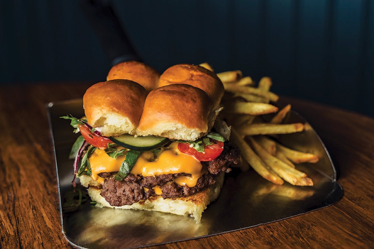 hamburger and fries at The Pub @EAV