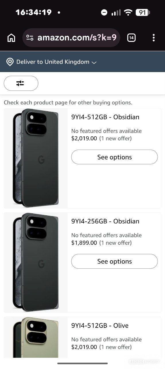 Pixel 11 Pro Fold listed on Amazon