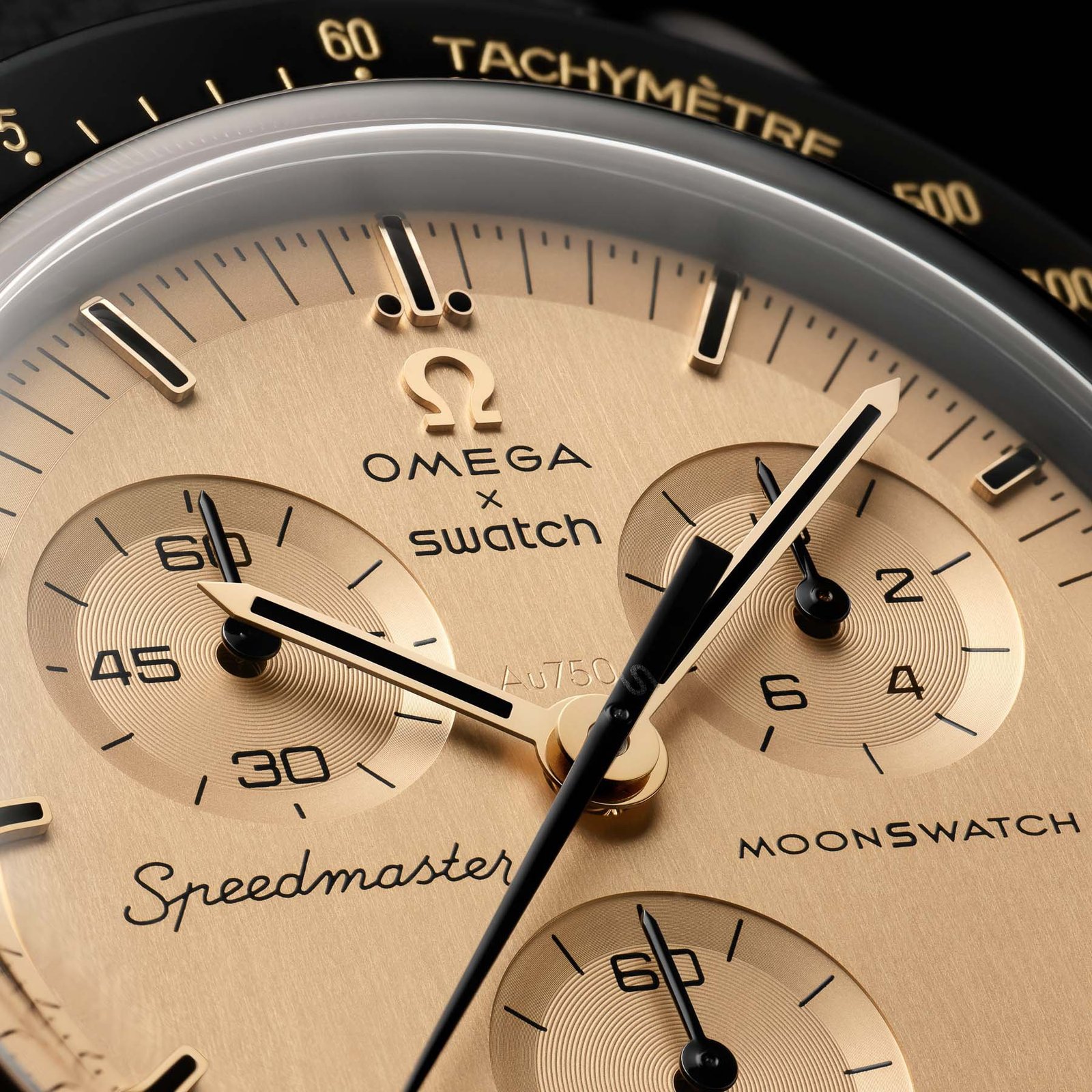 Omega × Swatch Speedmaster MoonSwatch Mission To The Moon 1969, dial close-up