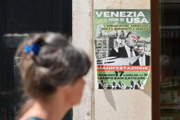 Protest poster against US Ambassador Tilman Fertitta...