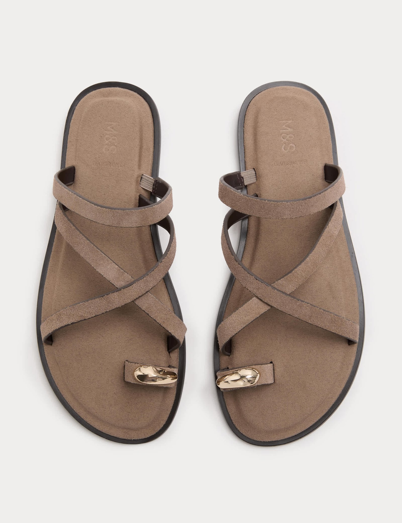 Suede Flat Toe Strappy Sandals
