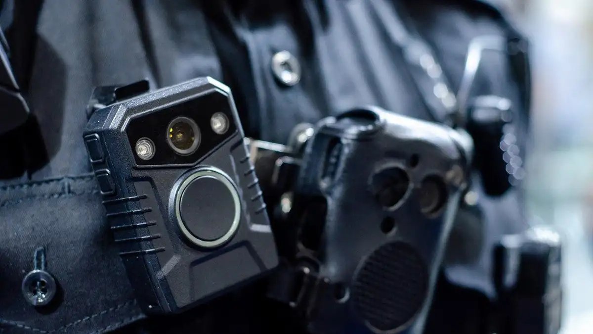 Close-up camera on police officer's chest