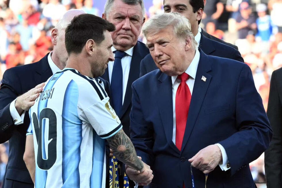 Trump shakes hands with Messi, who won a silver medal with Argentina and the silver ball as the second best player at the 2026 World Cup.