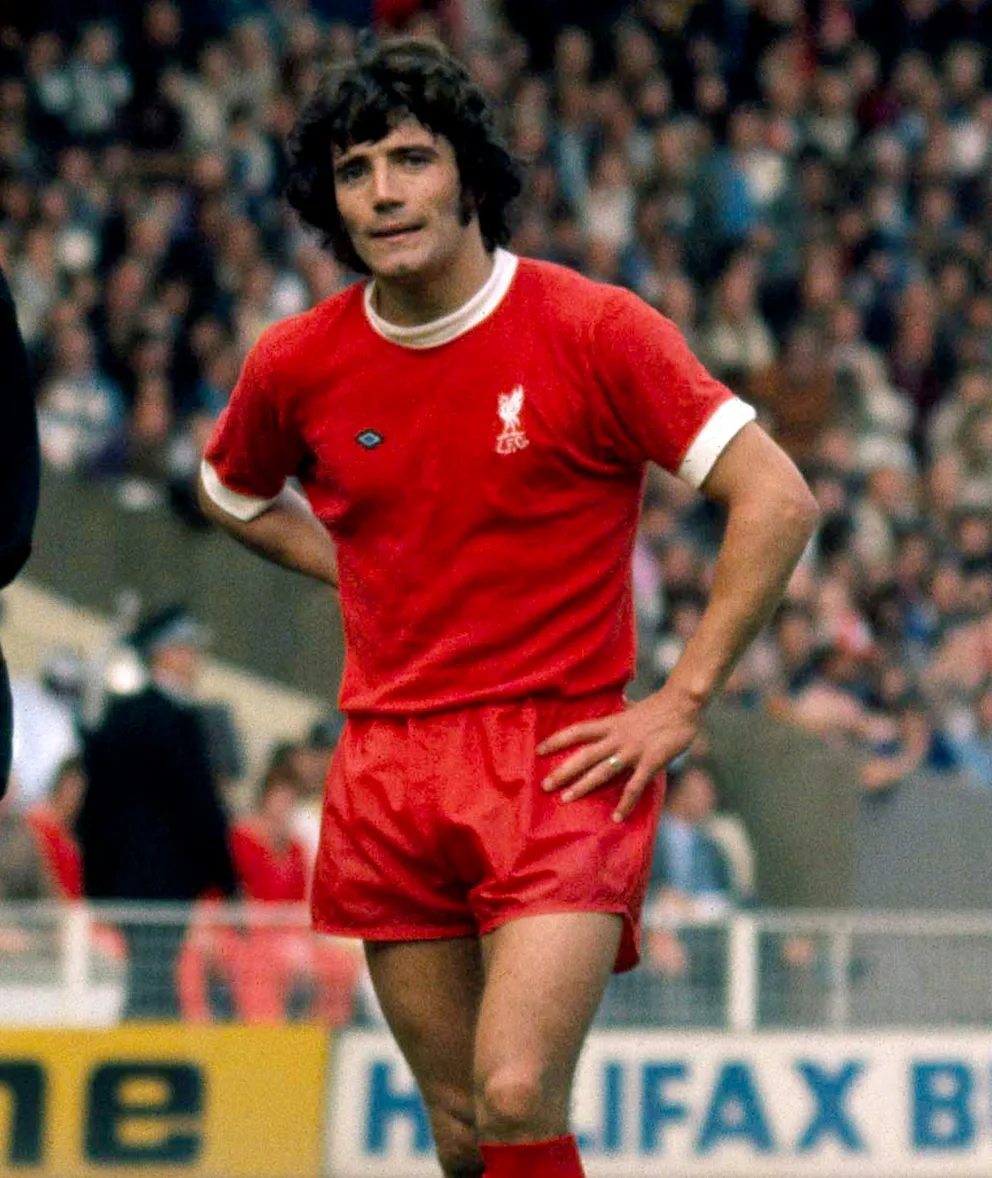 Kevin Keegan wearing a Liverpool FC jersey. The striker played for the Reds from 1971 to 1977.