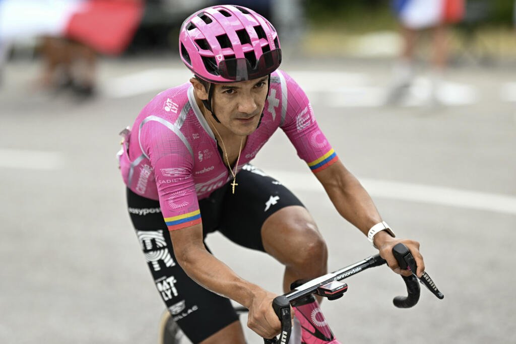 Pogacar strikes again as fight for podium heats up 13 Ecuadorian EF Education rider - EasyPost rider Richard Carapaz on stage 14 of the Tour de France, 155.3 between Mulhouse and Le Markstein, July 8, 2026.