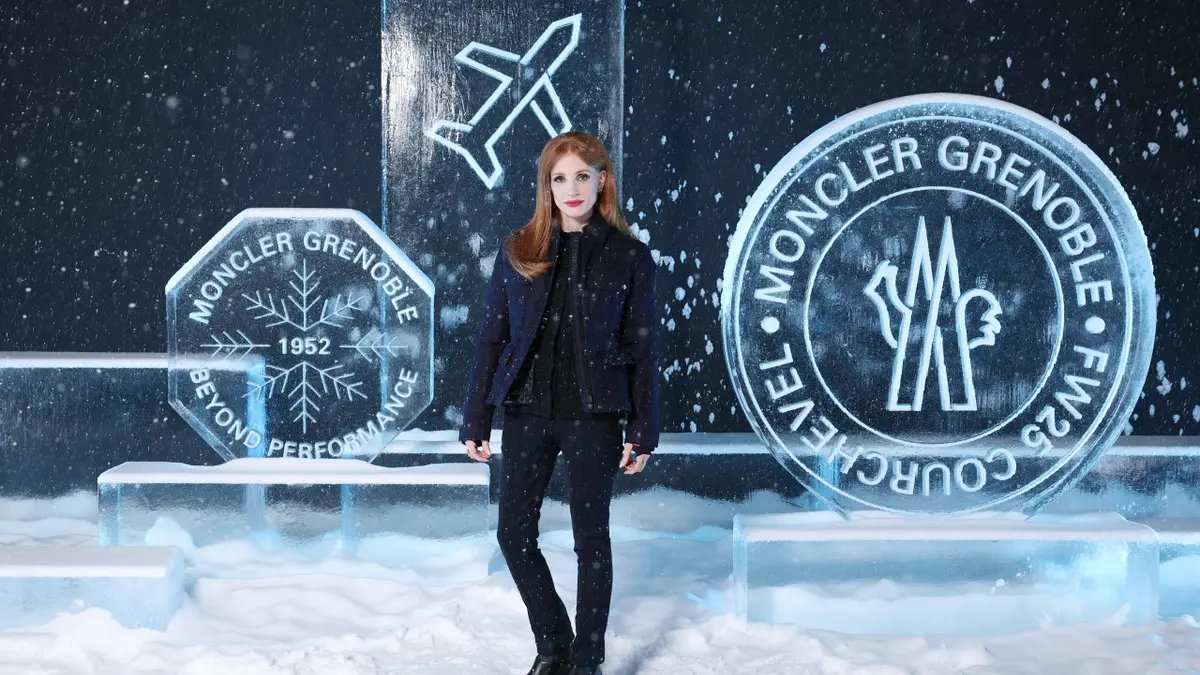 Jessica Chastain attends the Moncler Grenoble Fall/Winter 2025 show in Courchevel, France.