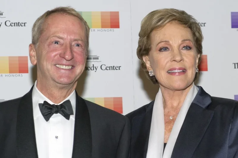 Julie Andrews (right) and David Bonnett attend the 38th Annual Kennedy Center Artists' Dinner in 2015. Pool photo by Ron Sachs/UPI.