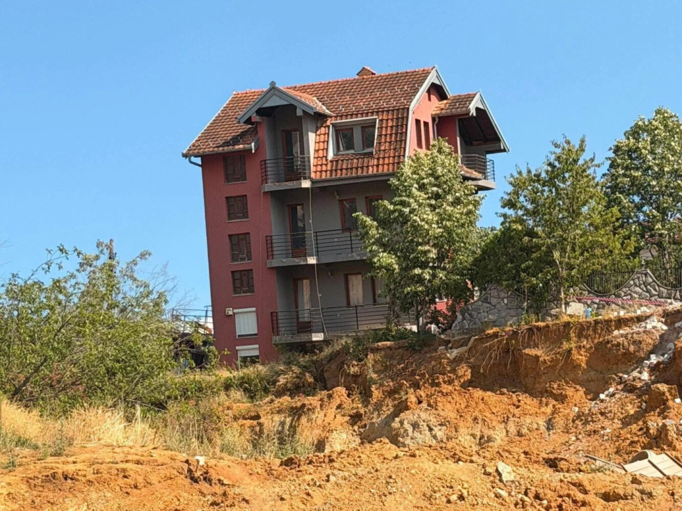 Demolition of a house on Rruga A street in Pristina begins.