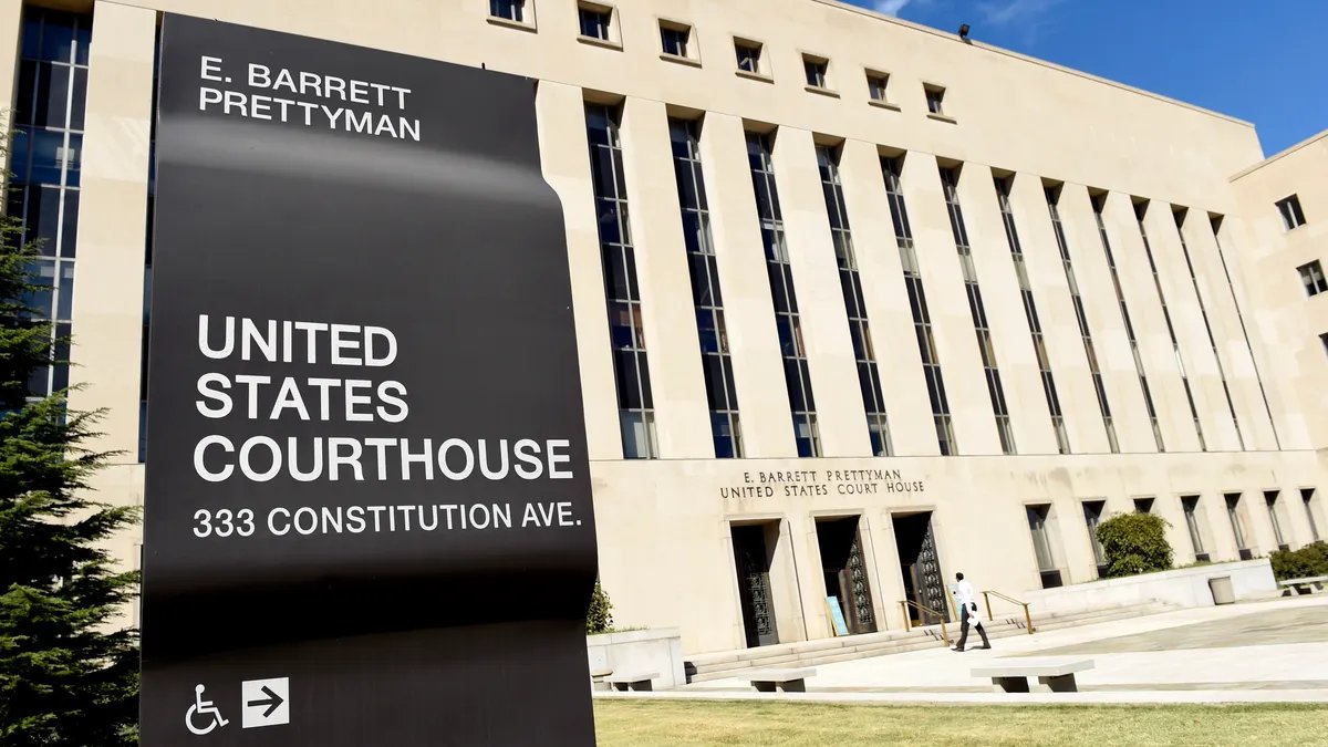 FILE - This Sept. 22, 2014 file photo shows the E. Barrett Prettyman U.S. Courthouse in Washington. The American Civil Liberties Union is suing the Trump administration, arguing it is violating immigration laws and its own policies by detaining immigrants who have a compelling reason to seek asylum in the United States. The ACLU said it filed the lawsuit Thursday in U.S. District Court in Washington, alleging that Immigration and Customs Enforcement is detaining many asylum seekers for months while they await hearings before an immigration judge. (AP Photo/Susan Walsh, File)