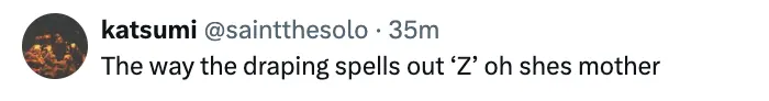 Zendaya Broke the Internet in This See-Through Dress for the 'Spider-Man' Premiere 32 Screenshot of Katsumi's tweet saying: