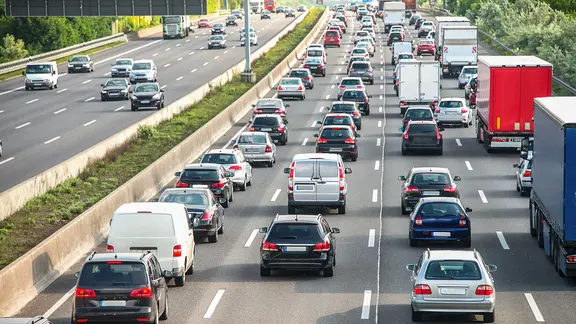Queue of cars in a traffic jam