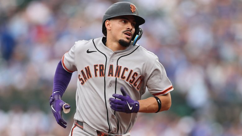 Willie Adams #2 of the San Francisco Giants rounds the bases after hitting a double home run off Edward Cabrera #30 of the Chicago Cubs (not pictured) during the first inning at Wrigley Field on June 5, 2026 in Chicago, Illinois. (Photo by Michael Reeves/Getty Images)