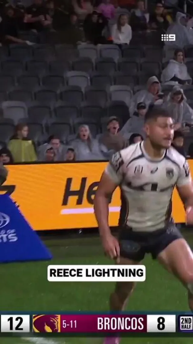 A vision appears of Reece Walsh's illegal action for which he was to be charged with sin against the Panthers. 15 A vision appears of Reece Walshs illegal action for which