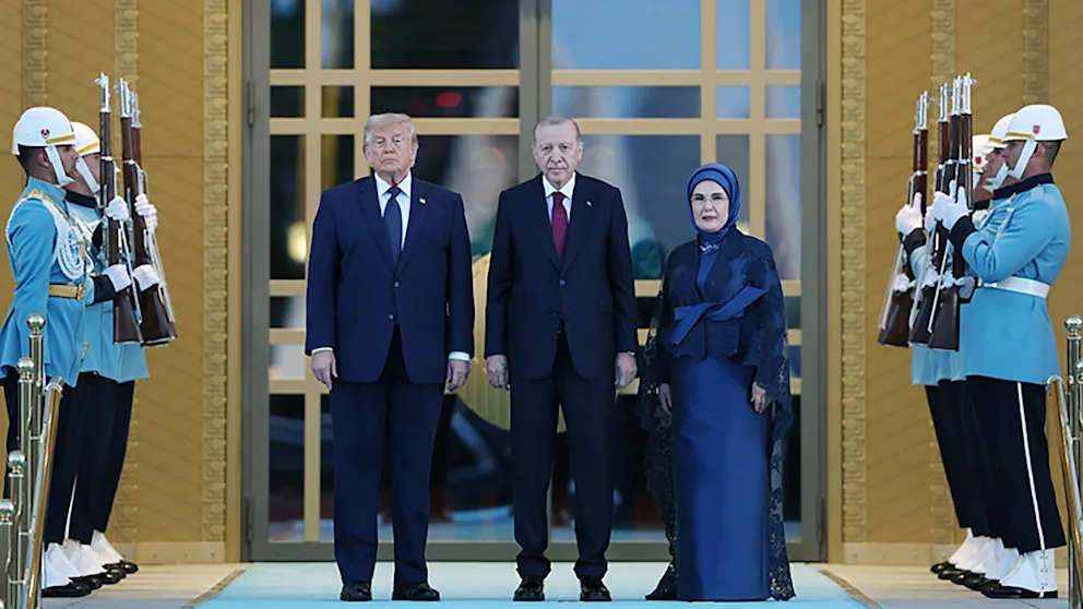After attacks on ships: US reports 'massive attacks' on Iran | policy 12 Trump with Erdogan and his wife Emine Emine (71)