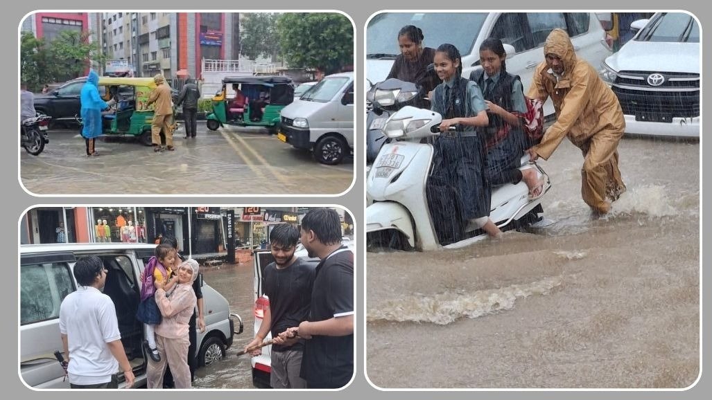 Ahmedabad receives over 5 inches of rain in 6 hours, many roads and underpasses are closed due to flooding, schools and colleges are advised to vacate immediately 30 Ahmedabad Police.jpg