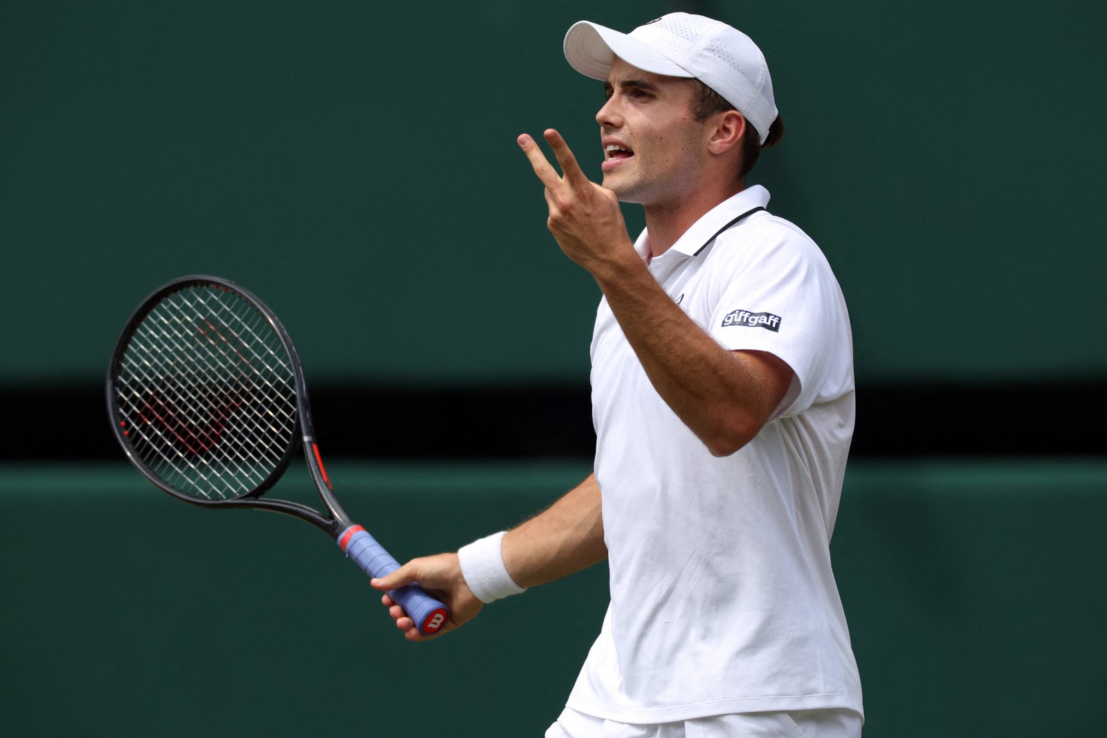 Arthur Fery approaches the referee during his semi-final match against Alexander Zverev.