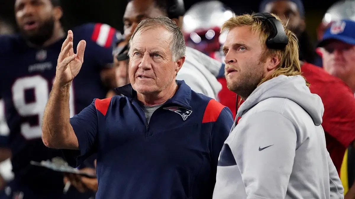 Bill Belichick's daughter-in-law faces arrest after missing court date for speeding: report 13 Bill Belichick watches replay with Steve Belichick during the game in Foxboro.